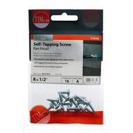 Self Tapping Pan Head Screws PZ ZYP 8x1/2 Inch Pack 16