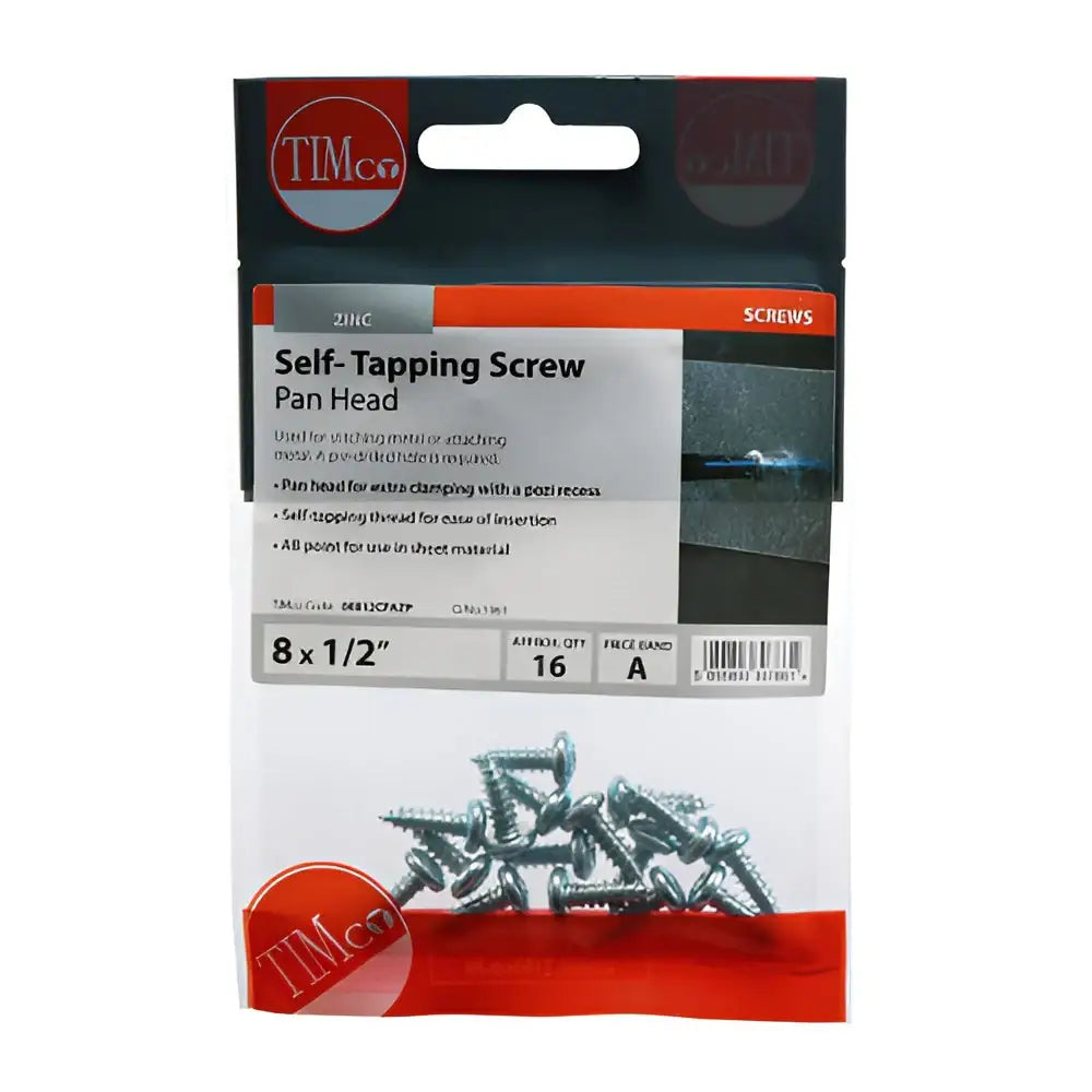 Self Tapping Pan Head Screws PZ ZYP 8x1/2 Inch Pack 16