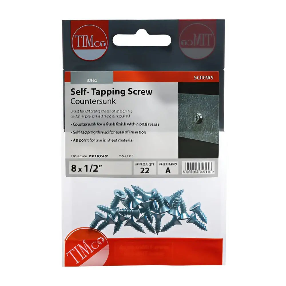 Self Tapping Countersunk Screws PZ ZYP 8x1/2 Inch Pack 22