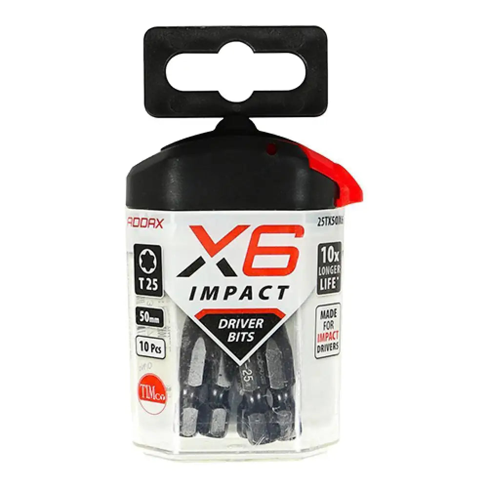 Timco X6 Impact Driver Bit TX25 x 50mm 5 Piece