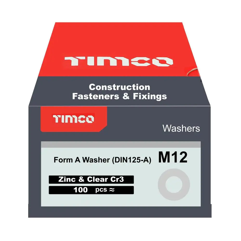 Timco M12 Zinc Form A Washers - Box (100)