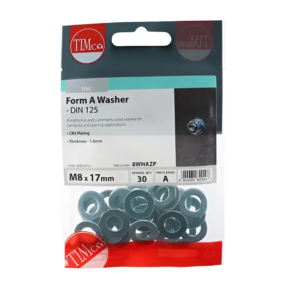 Form A Washer Din 125A - Bright Zinc Plated M8