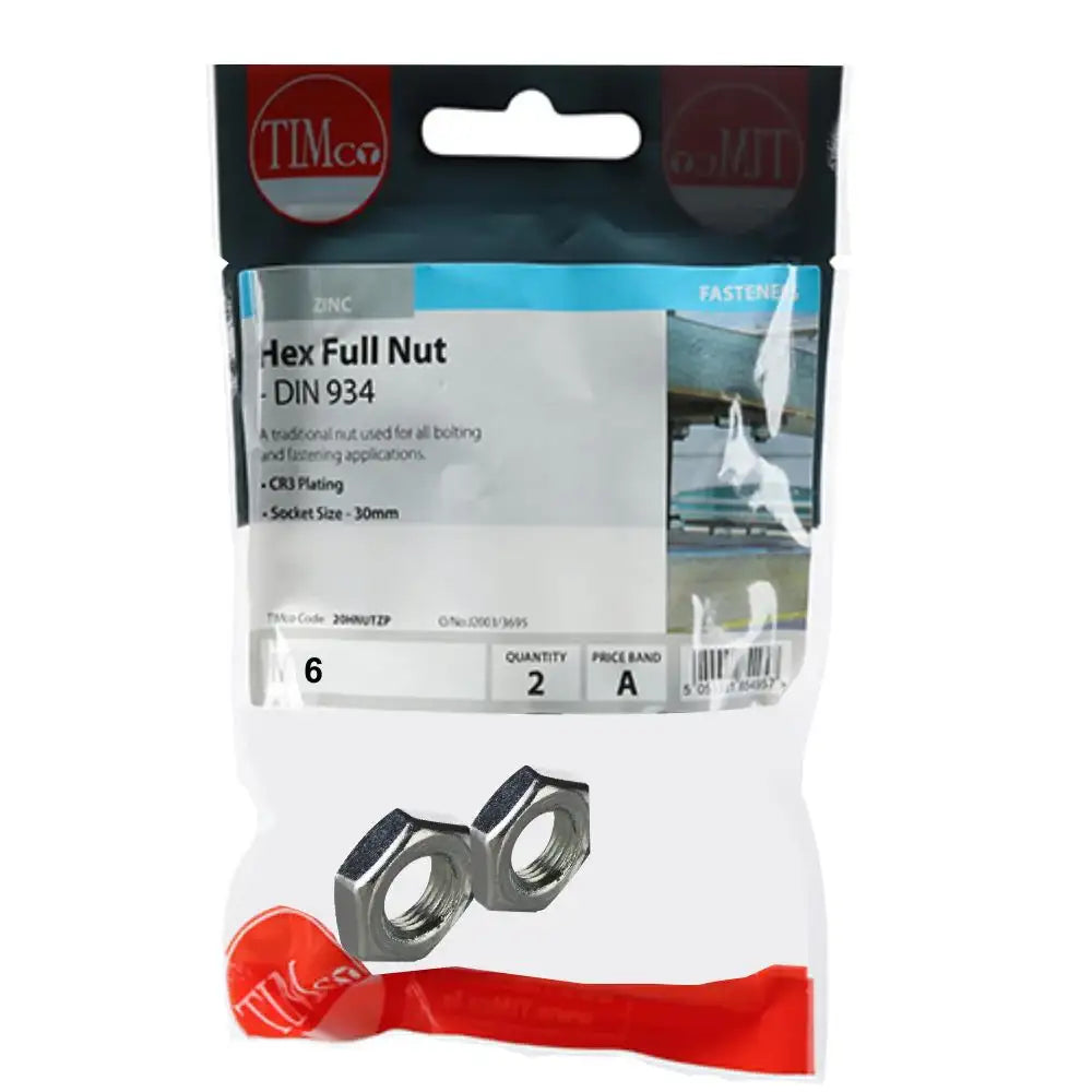 Hex Nut Din 934 - BZP M6