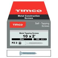Self Tapping Countersunk Screws ZYP 10x2 Inch Box 100