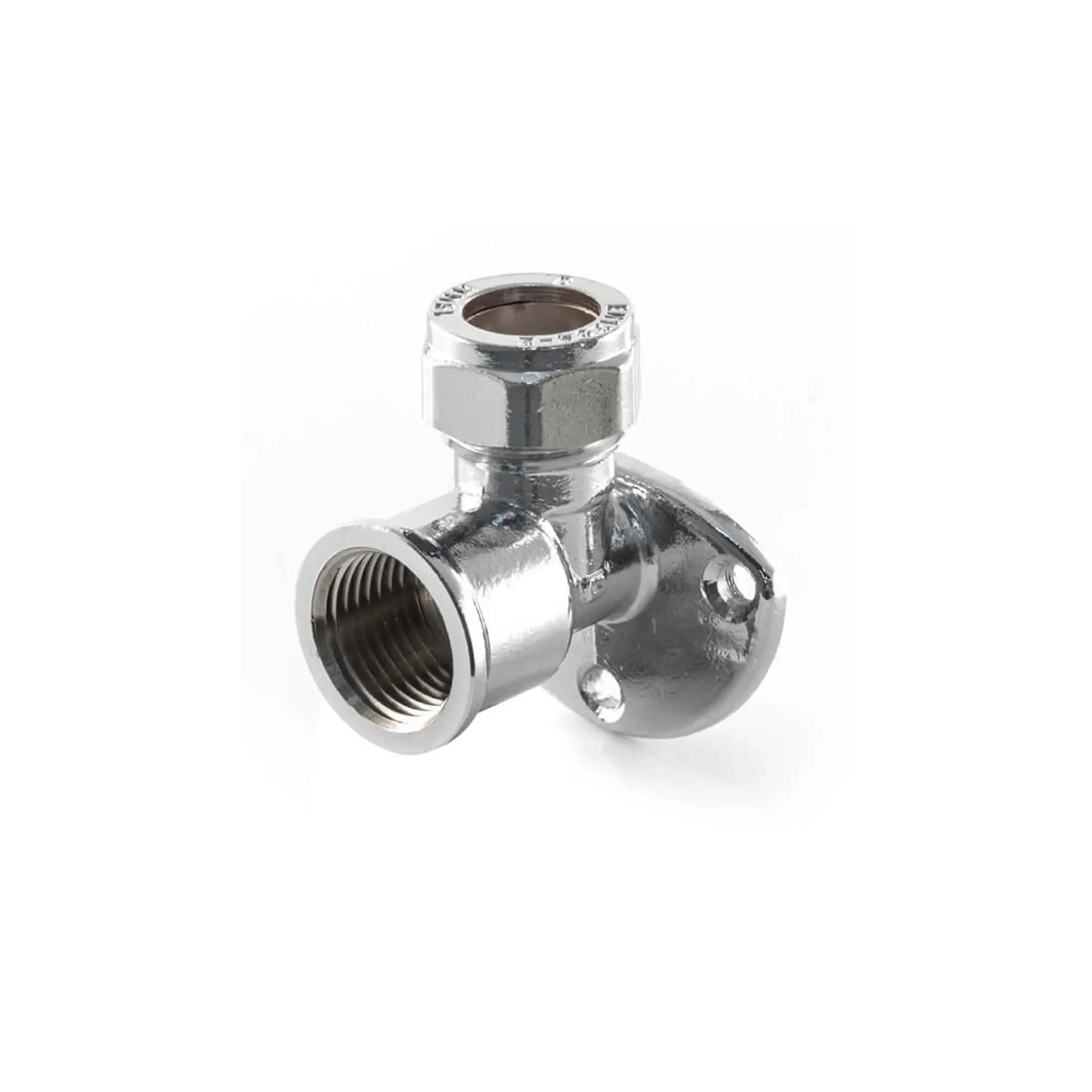 Compression Chrome Wall Plate Elbow 15mm x 1/2 Inch