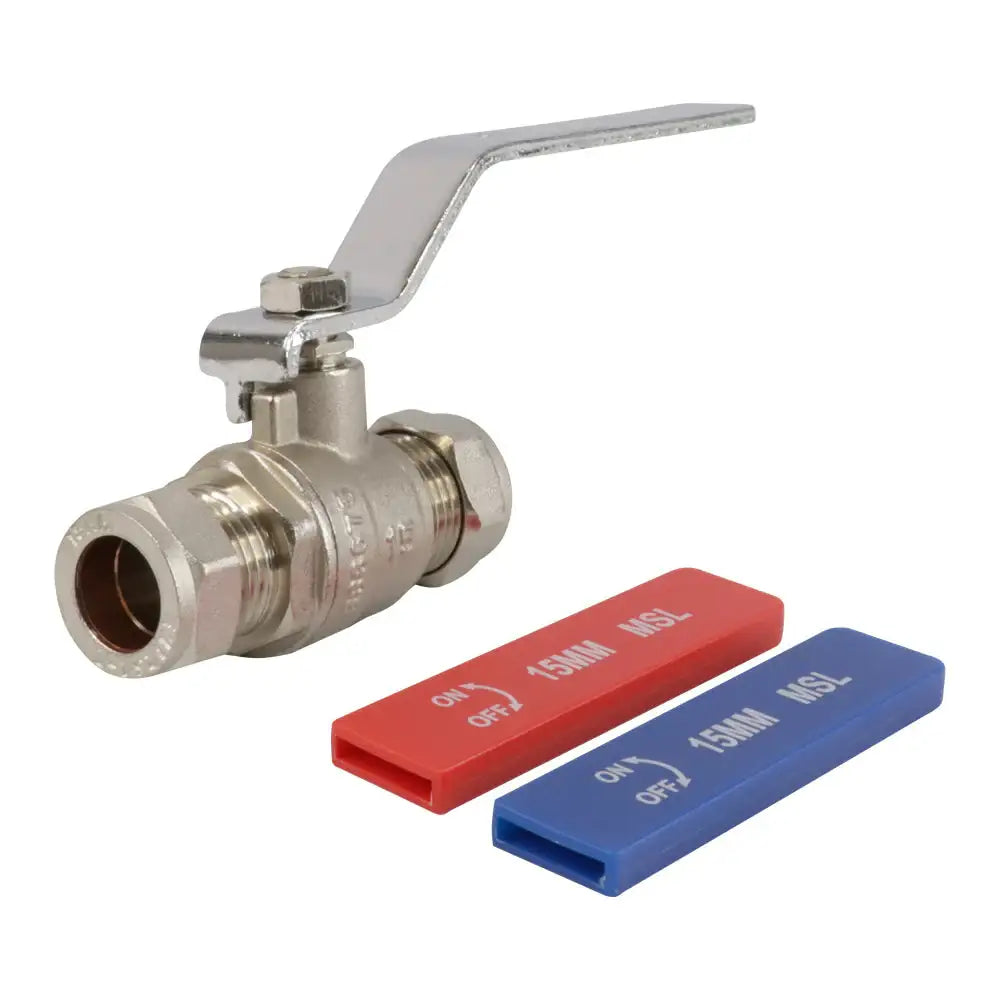 Lever Ball Valve Water 15mm With Blue And Red Handle Covers