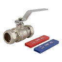 Lever Ball Valve Water 22mm With Blue And Red Handle Covers