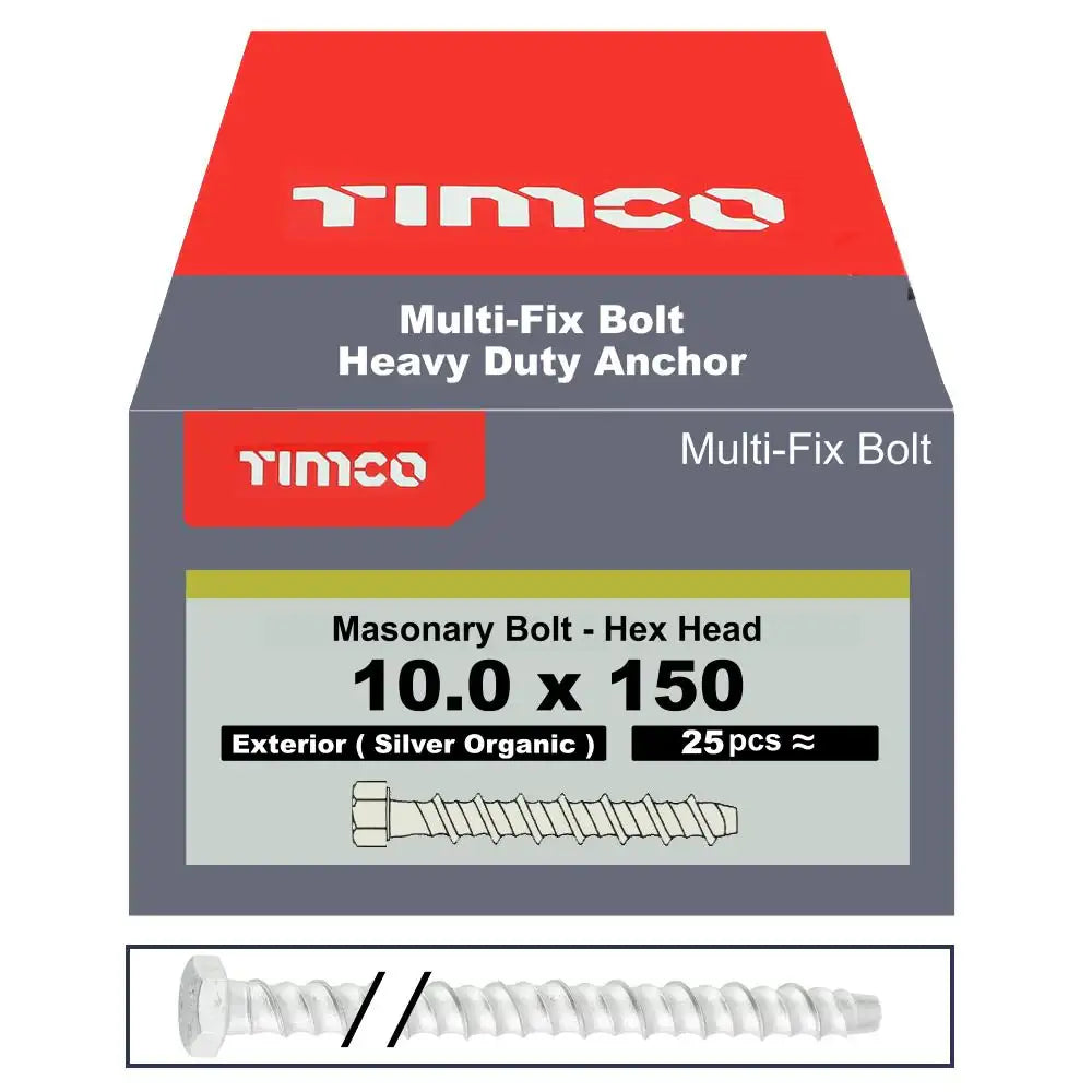 Multi Fix Hex Concrete Bolt 10x150mm Pack 25