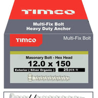 Multi Fix Hex Concrete Bolt 12x150mm Pack 25
