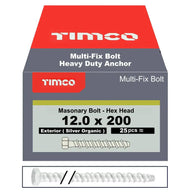 Multi Fix Hex Concrete Bolt 12x200mm Pack 25