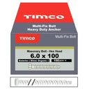 Multi Fix Hex Concrete Bolt 6x100mm Pack 100
