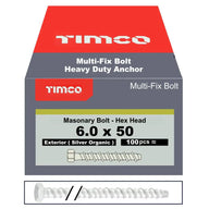 Multi Fix Hex Concrete Bolt 6x50mm Pack 100