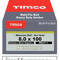 Multi Fix Hex Concrete Bolt 8x100mm Pack 50