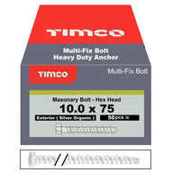 Multi Fix Hex Concrete Bolt 10x75mm Pack 50