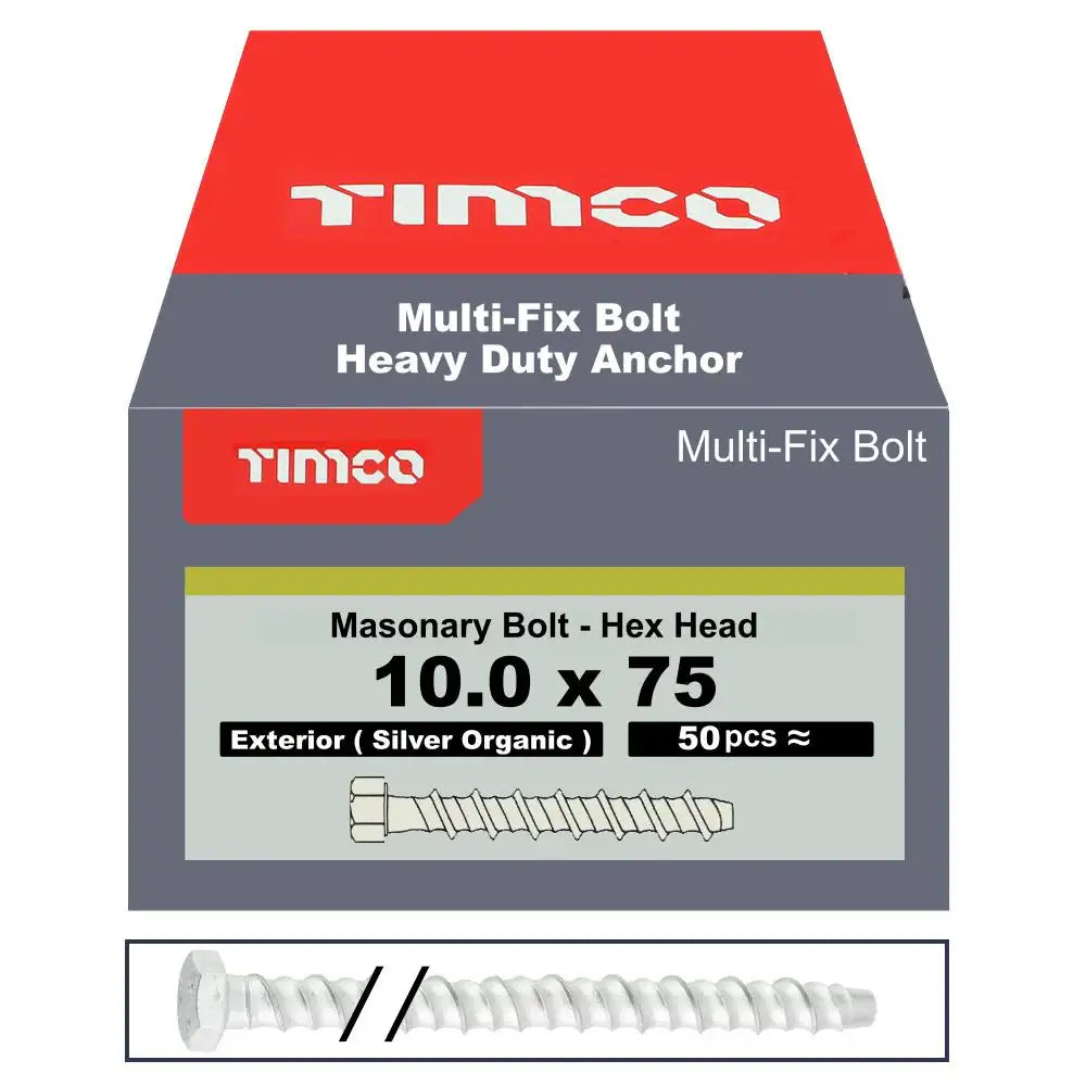 Multi Fix Hex Concrete Bolt 10x75mm Pack 50