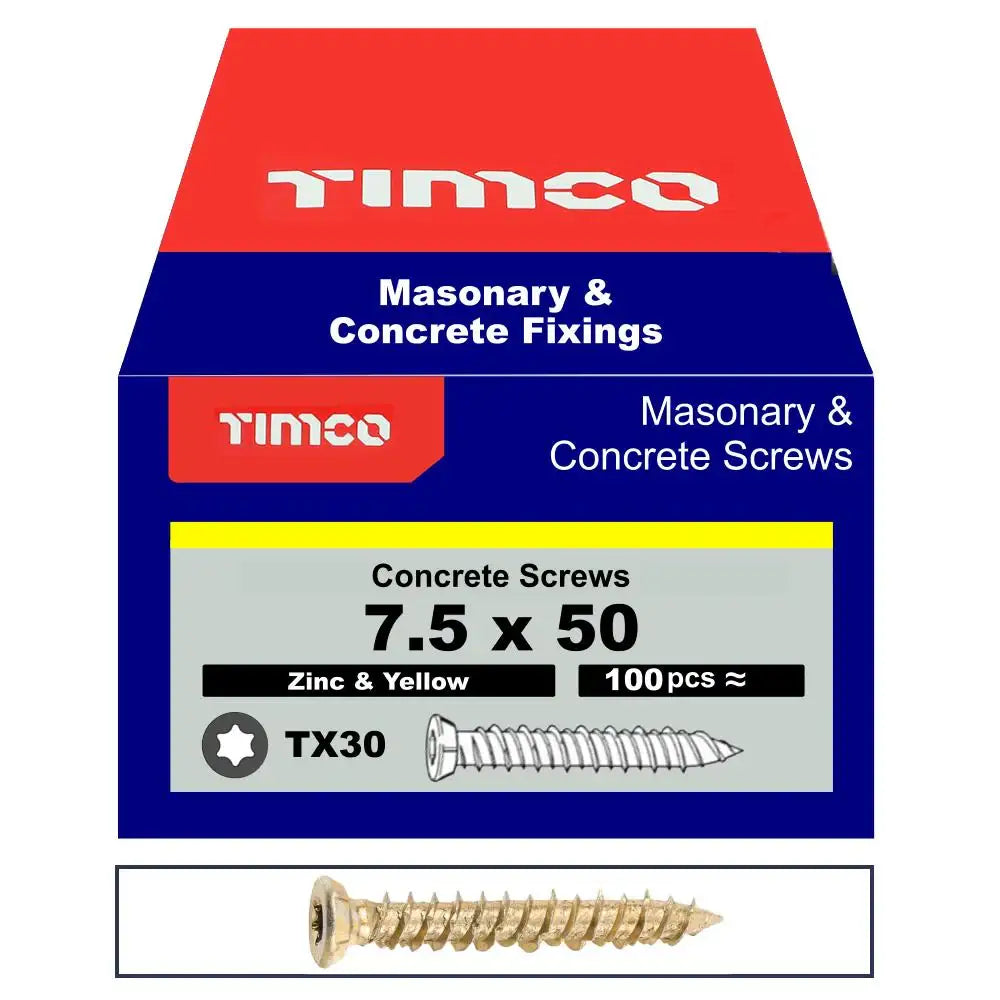 Multi Fix Hex Concrete Screw 7.5x50mm Pack 100