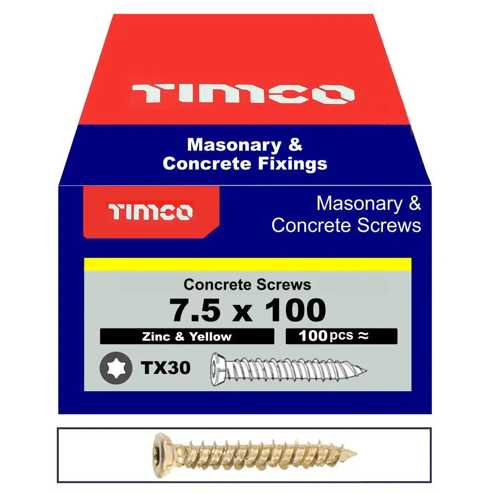 Multi Fix Hex Concrete Screw 7.5x100mm Pack 100