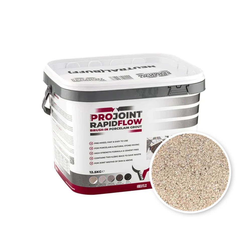 Pro Joint Rapid Flow Brush in Porcelain Paving Grout Buff 12.5Kg