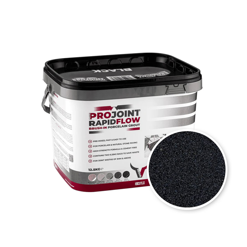 Pro Joint Rapid Flow Brush in Porcelain Paving Grout Black 12.5Kg