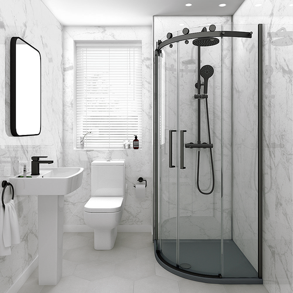 Bathroom  SHOWER PANEL WHITE MARBLE GLOSS 1m x 2.4m 10mm