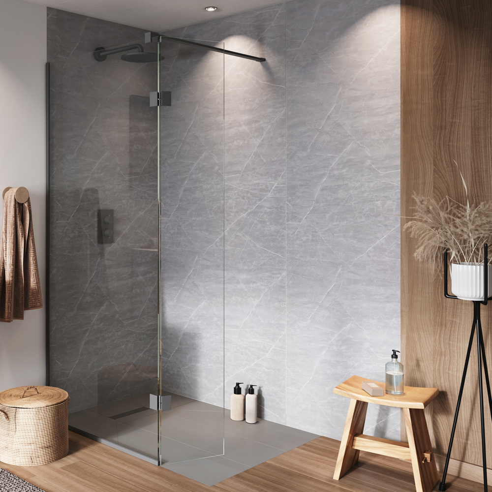 Bathroom  SHOWER PANEL GREY MARBLE GLOSS 1m x 2.4m 10mm