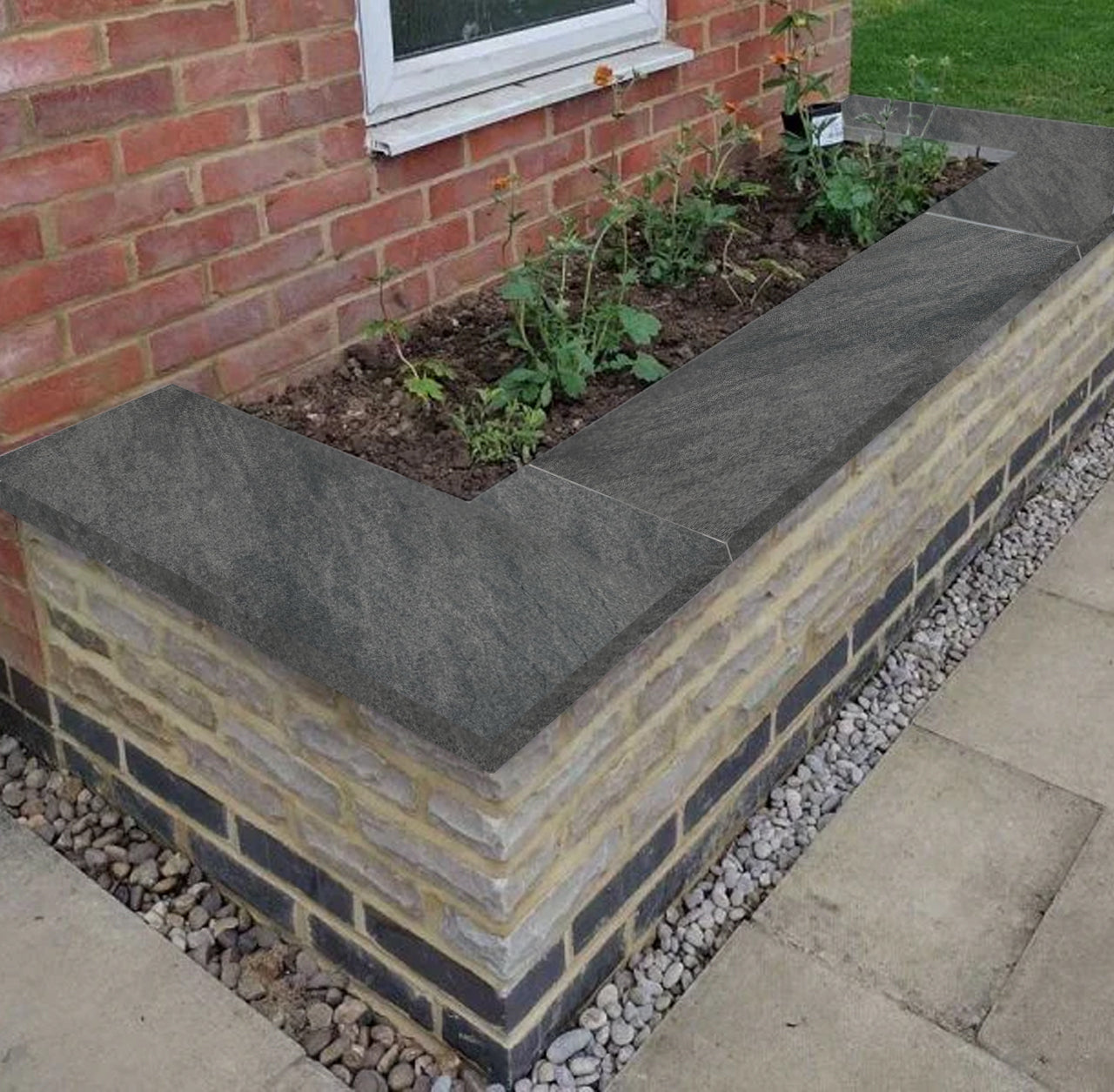 BRADSTONE Mode Profiled 595x295mm 11.8" wall Coping Dark Grey