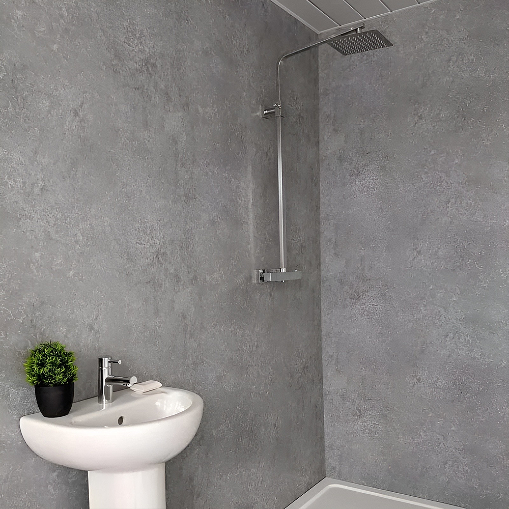Bathroom SHOWER PANEL CONCRETE MATT GREY 1m x 2.4m 10mm