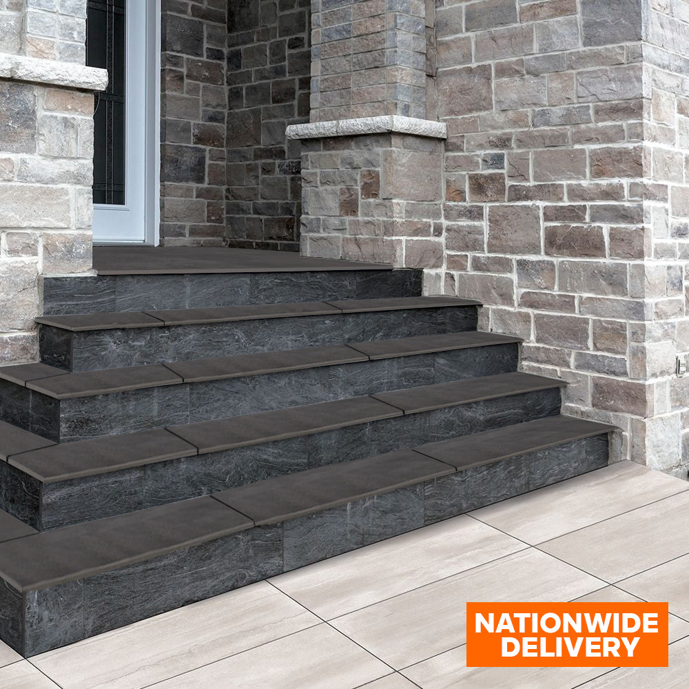Bradstone Mode Profiled Porcelain Graphite Bullnose Step 900x450x20mm Pack of 1