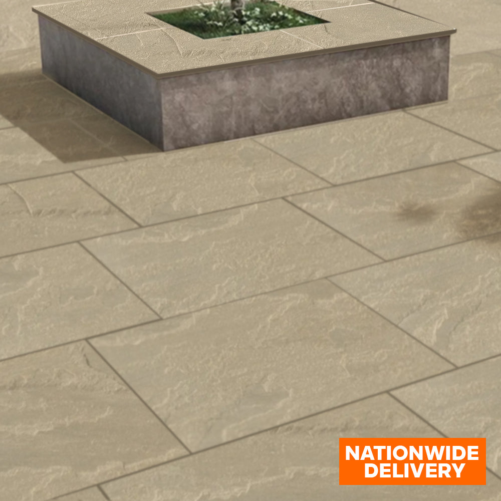 Bradstone ROCK Sunset Buff Porcelain Paving Slab 895x595x20mm 21.6m2 P ...