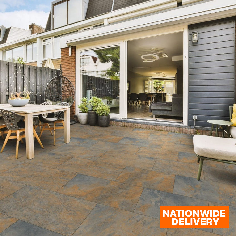 Bradstone ROCK Rustic Gold Porcelain Paving Slab 895x595x20mm 21.6m2 Pack of 40