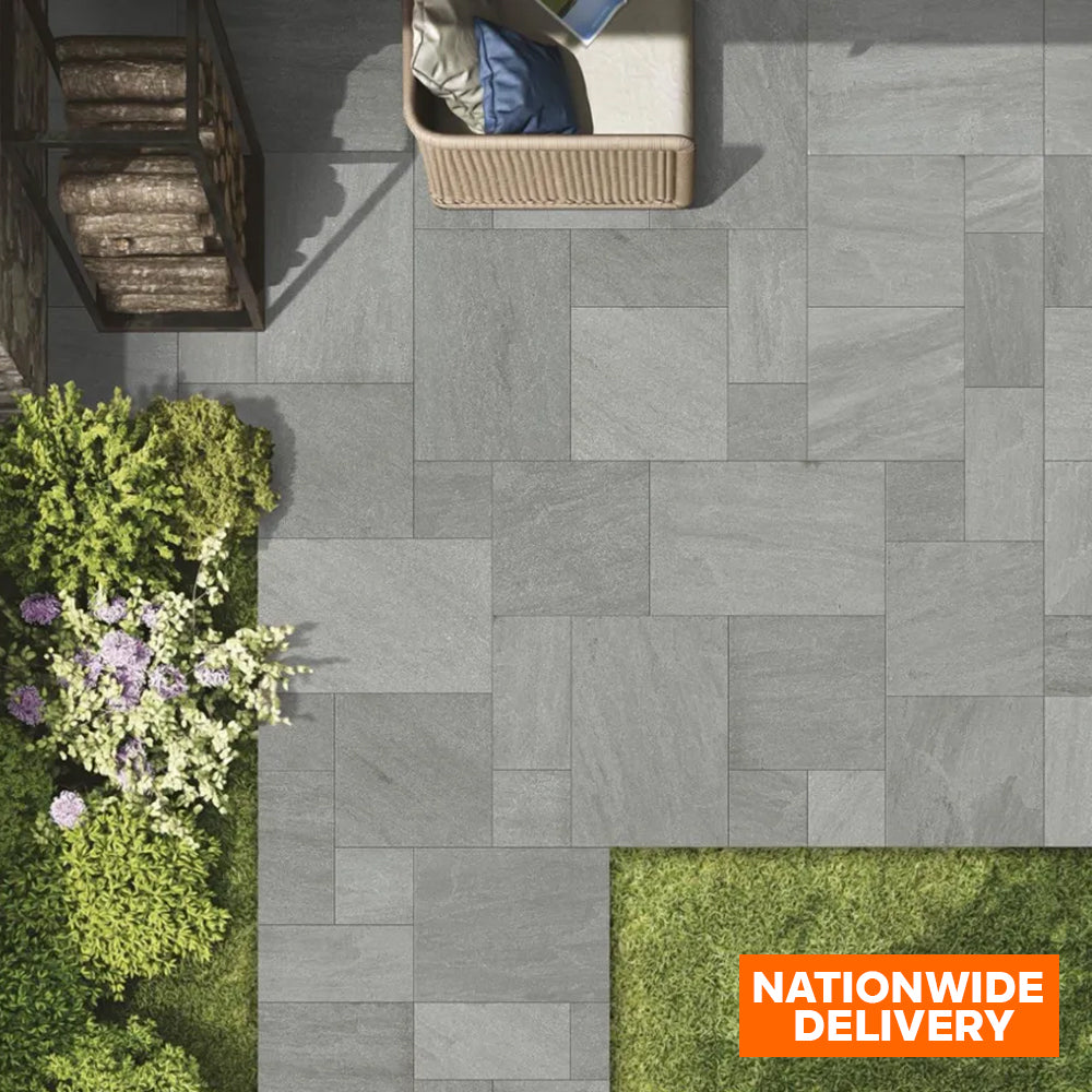 Bradstone ROCK Silver Grey 20mm Porcelain Paving Patio Pack 19.89m2 Pack