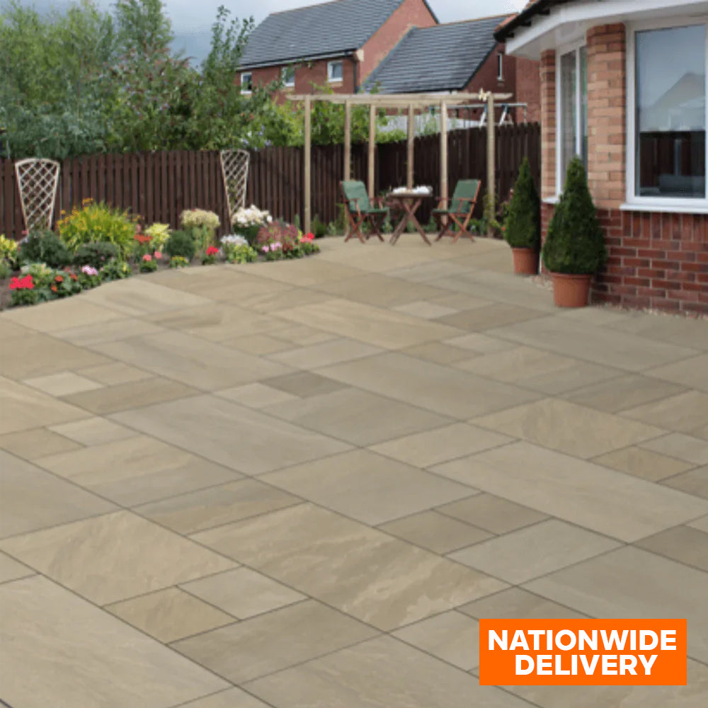 Bradstone ROCK Autumn Green 20mm Porcelain Paving Patio Pack 19.89m2 Pack