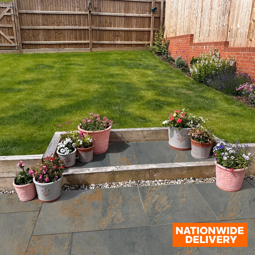 Bradstone ROCK Rustic Gold 20mm Porcelain Paving Patio Pack 19.89m2 Pa ...