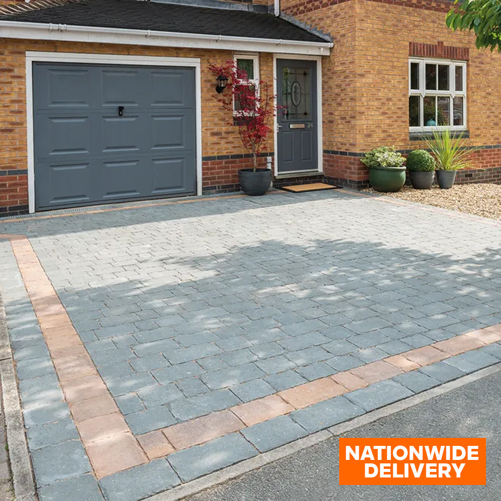 Bradstone Monksbridge Tegula 50mm Paver Block Paving 4 size - Cinder 9.6m2 Pack