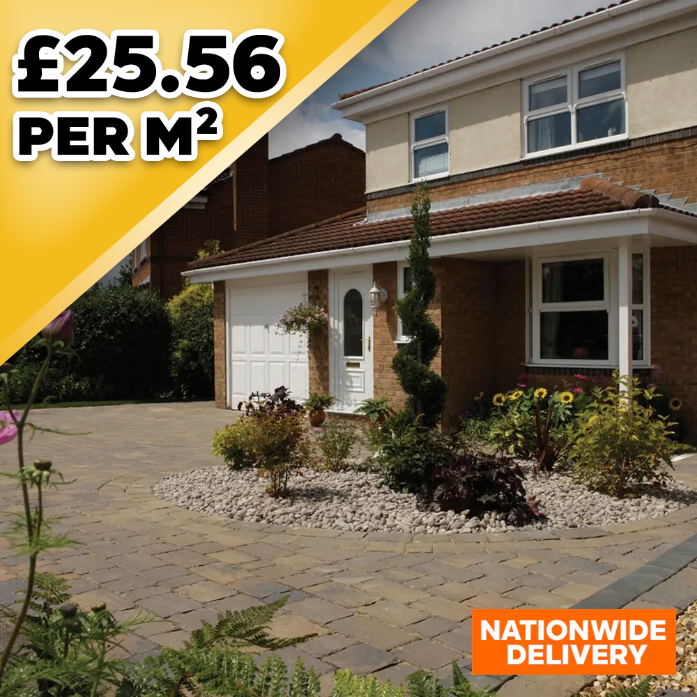 Bradstone Monksbridge Tegula 50mm Paver Block Paving 4 size - Croft  9.6m2 Pack