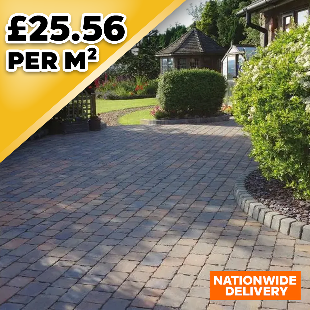 Bradstone Monksbridge Tegula 50mm Paver Block Paving 4 size - Royale  9.6m2 Pack