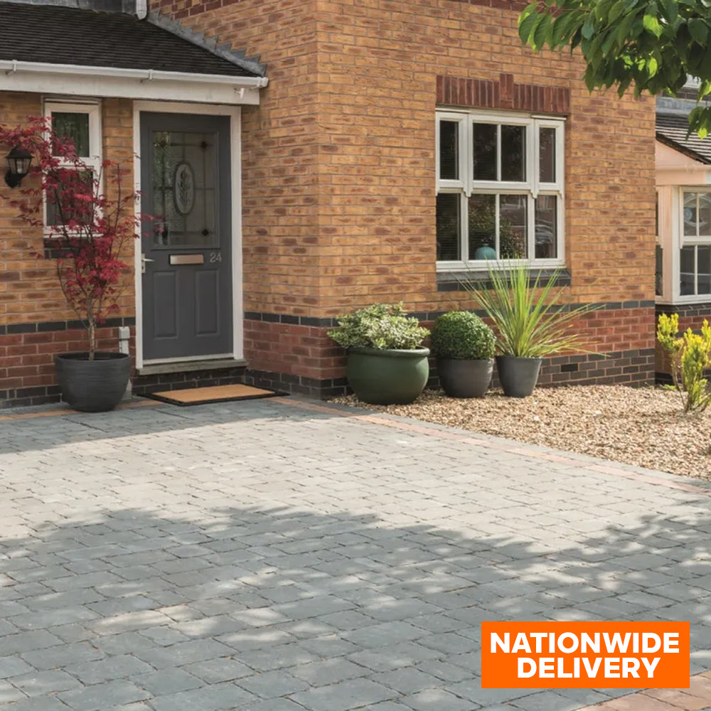 Bradstone Monksbridge Tegula 50mm Paver Block Paving 4 size - Grey Green  9.6m2 Pack