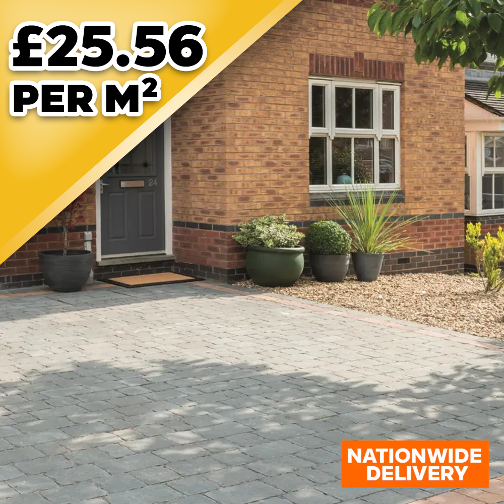 Bradstone Monksbridge Tegula 50mm Paver Block Paving 4 size - Grey Green  9.6m2 Pack