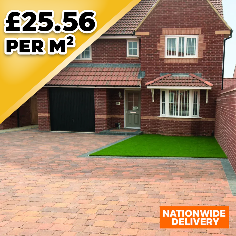 Bradstone Monksbridge Tegula 50mm Paver Block Paving 4 size - Woodland  9.6m2 Pack