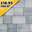 Cobbled 50mm Silver Grey Trio 3 Sized Block Paver