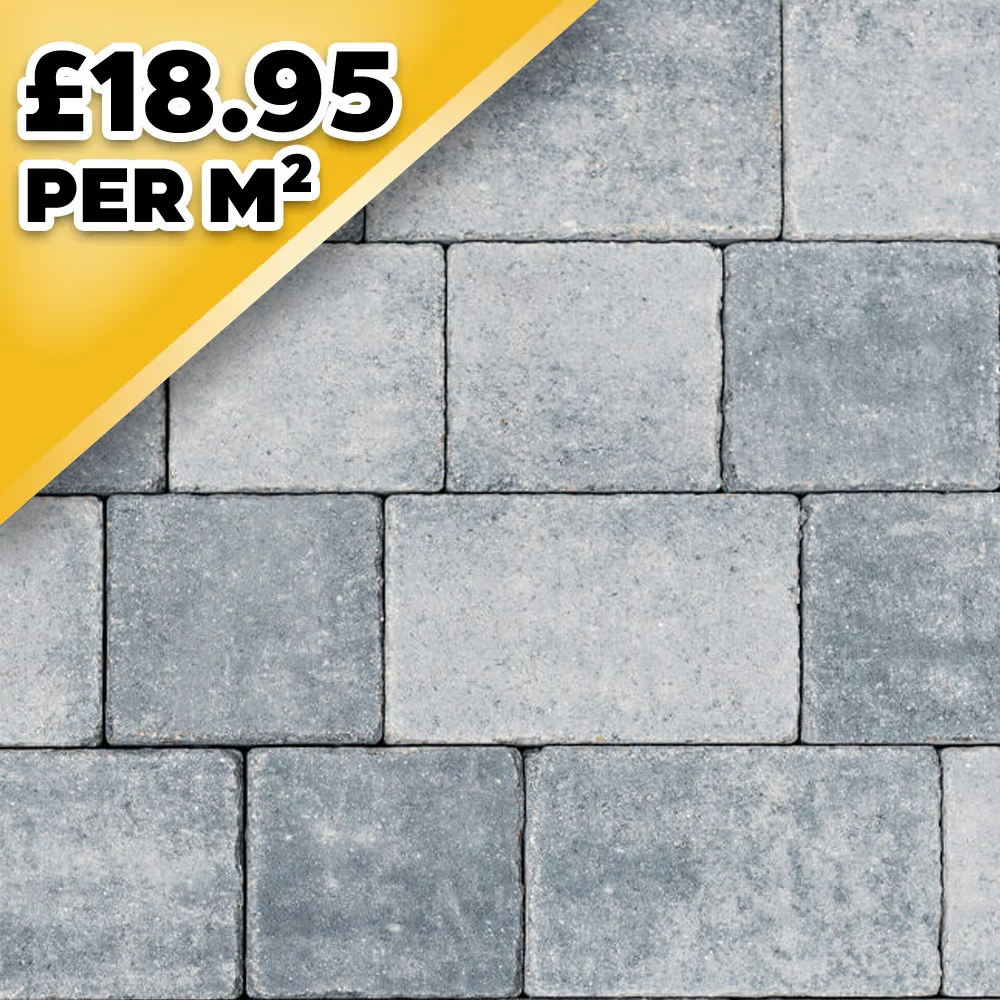 Cobbled 50mm Silver Grey Trio 3 Sized Block Paver