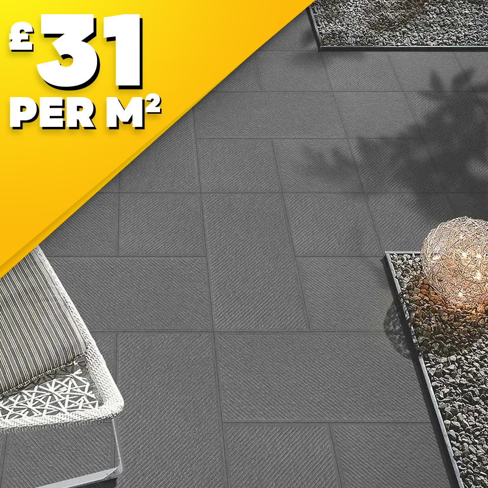Barberino Nero Outdoor Porcelain Paving Tile | 400 x 400mm