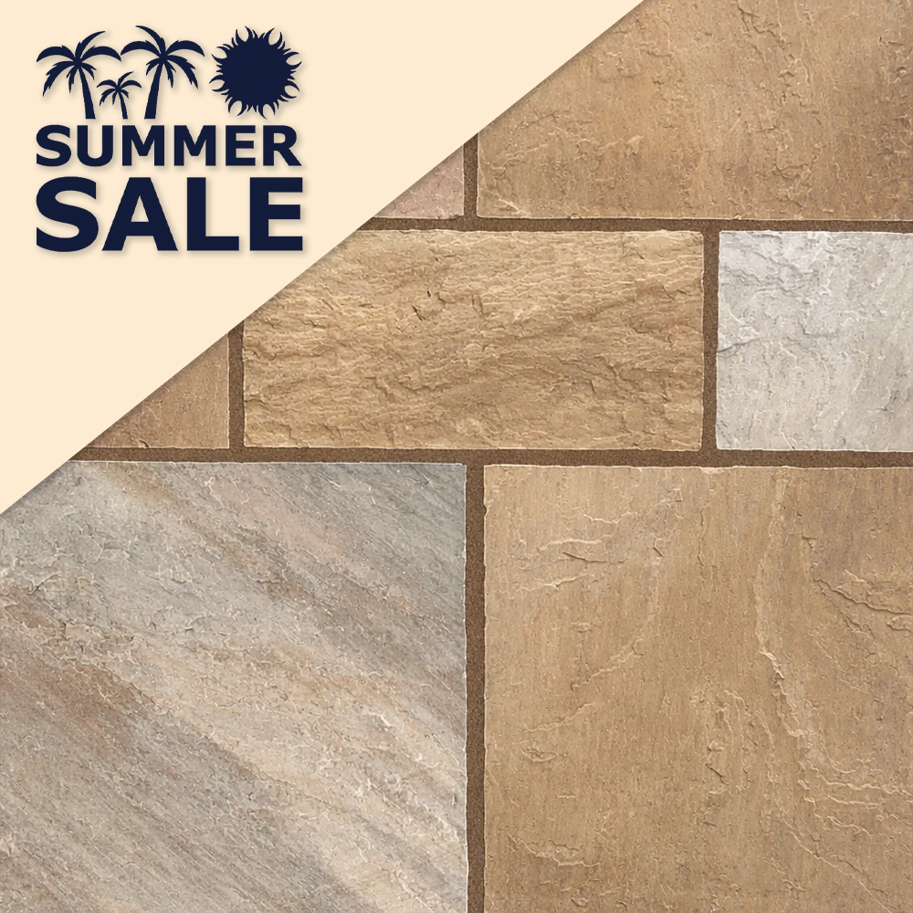 Buff Moss Indian Natural Sandstone Paving Pack 22mm Calibrated 10.2m2 Patio Kit