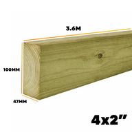 C16 47X100 Treated Sawn Timber (4" x 2") 3.6m Length