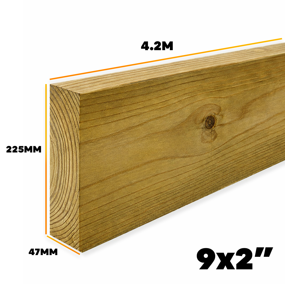 C24 47X225 Treated Tanalised Sawn Timber (9x2) 4.2m Length