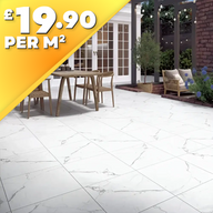 Calacatta Marble 20mm Outdoor Porcelain Paving Tile | 900 x 600mm