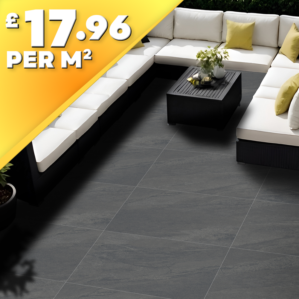 Cathedral Anthracite 20mm Outdoor Porcelain Paving TIle | 900 x 600mm