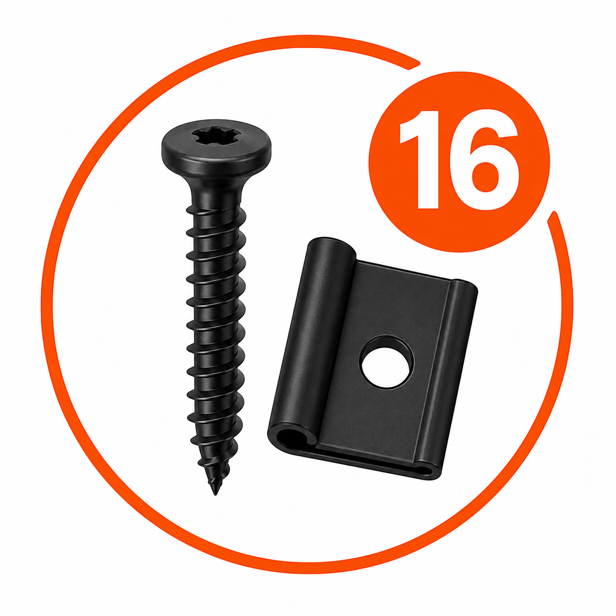 COMPOSITE CLADDING FIXING PACK (PACK OF 16 SCREWS & 16 CLIPS)