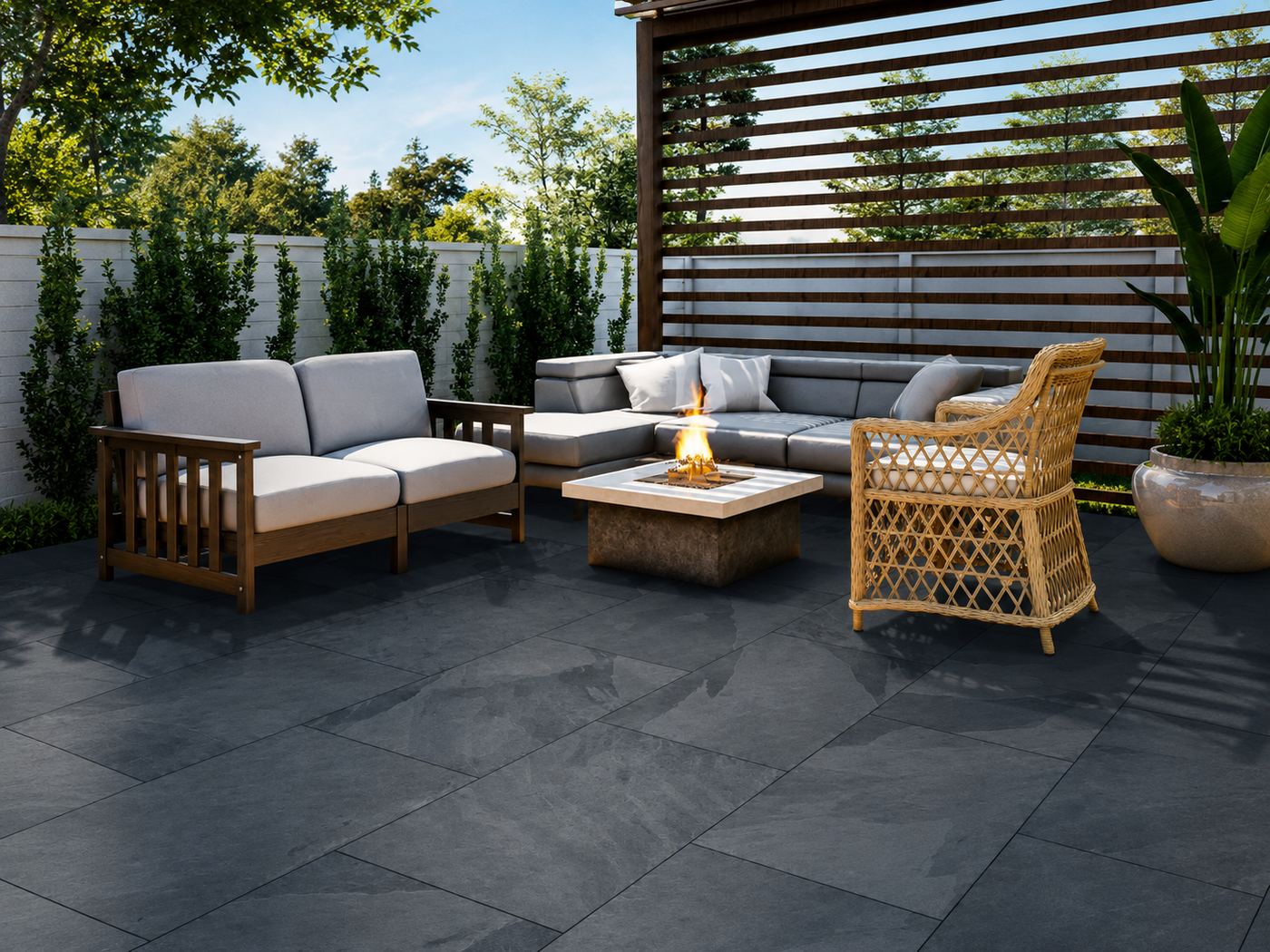 Raven Black 20mm Outdoor Porcelain Paving Tile | 900 x 600mm