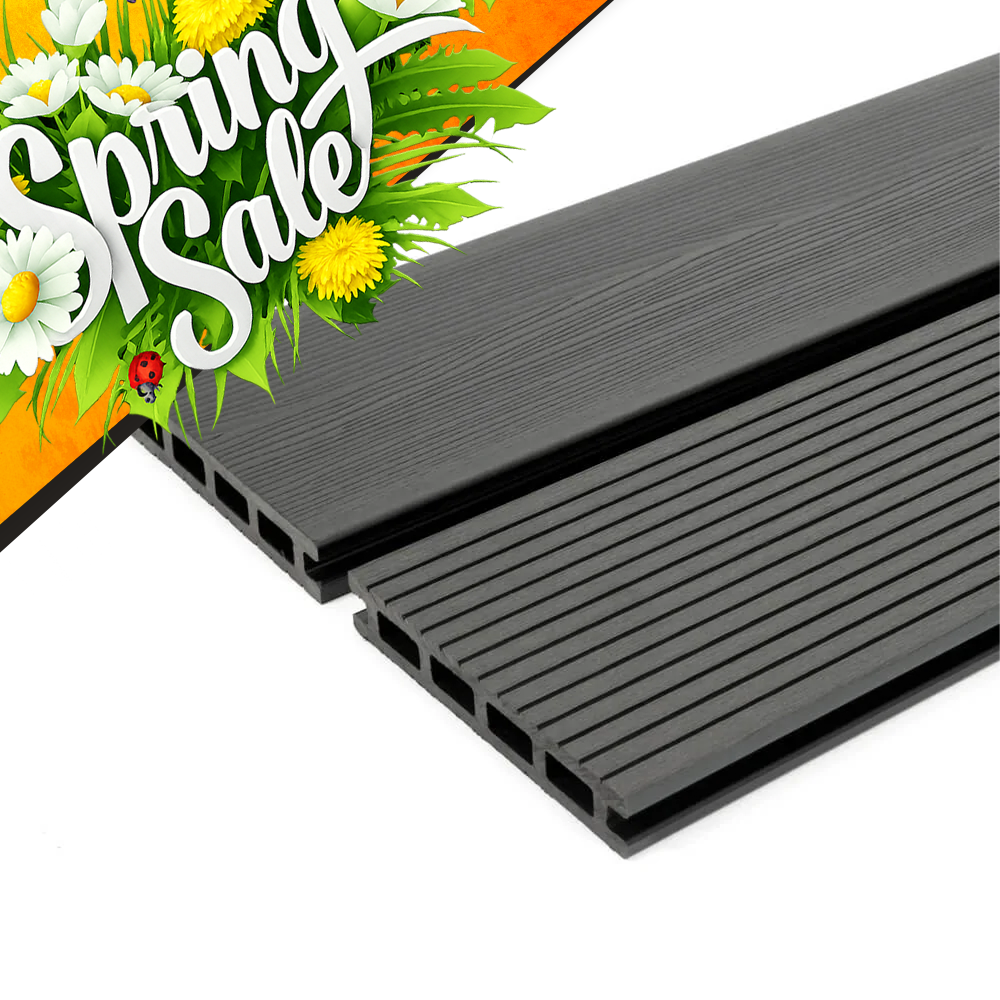 Saige Charcoal Composite Decking Board 137x23mm x 3.6m